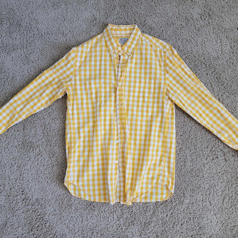 J. Crew Yellow and White Gingham Casual Shirt
